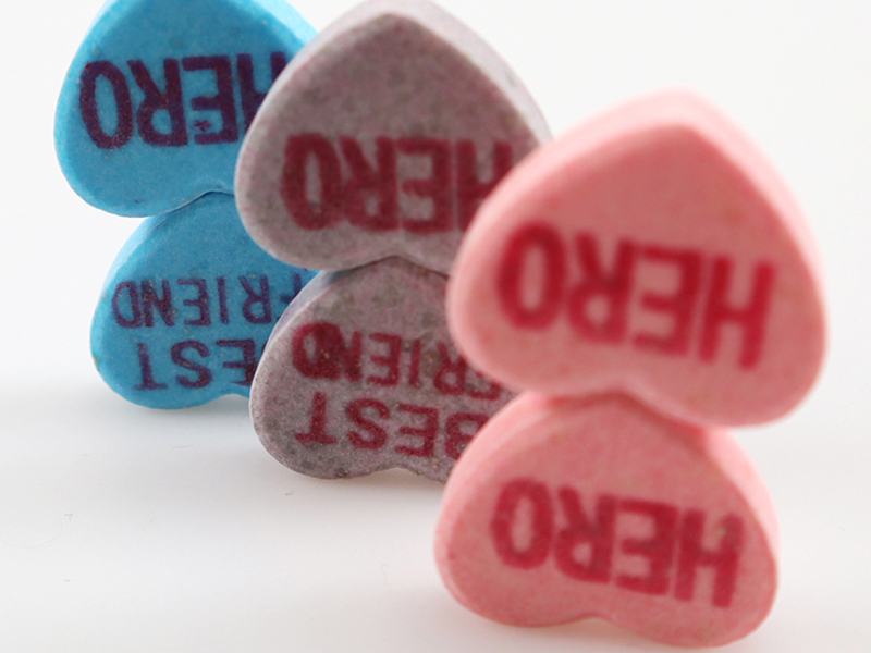 Assorted Valentine’s Day heart candies in multiple colors for seasonal candy collections and OEM customization