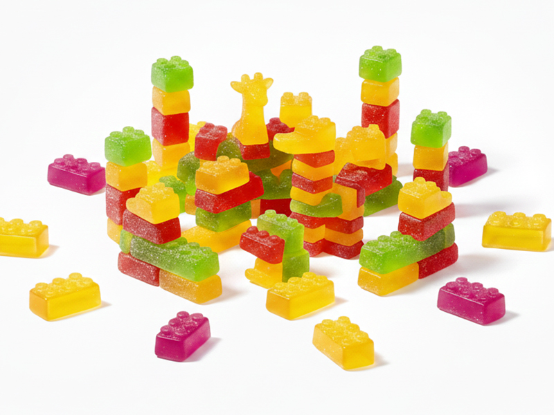 realistic gummy candy designed to look like fresh fruit